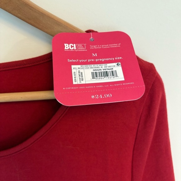 Isabel Maternity Red Bodycon Midi Dress with Long Sleeves size medium - Picture 6 of 8